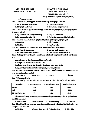 Đề kiểm tra định kì Địa lí lớp 12 lần 1 - Năm học 2016-2017 - Sở GD & ĐT Bắc Ninh